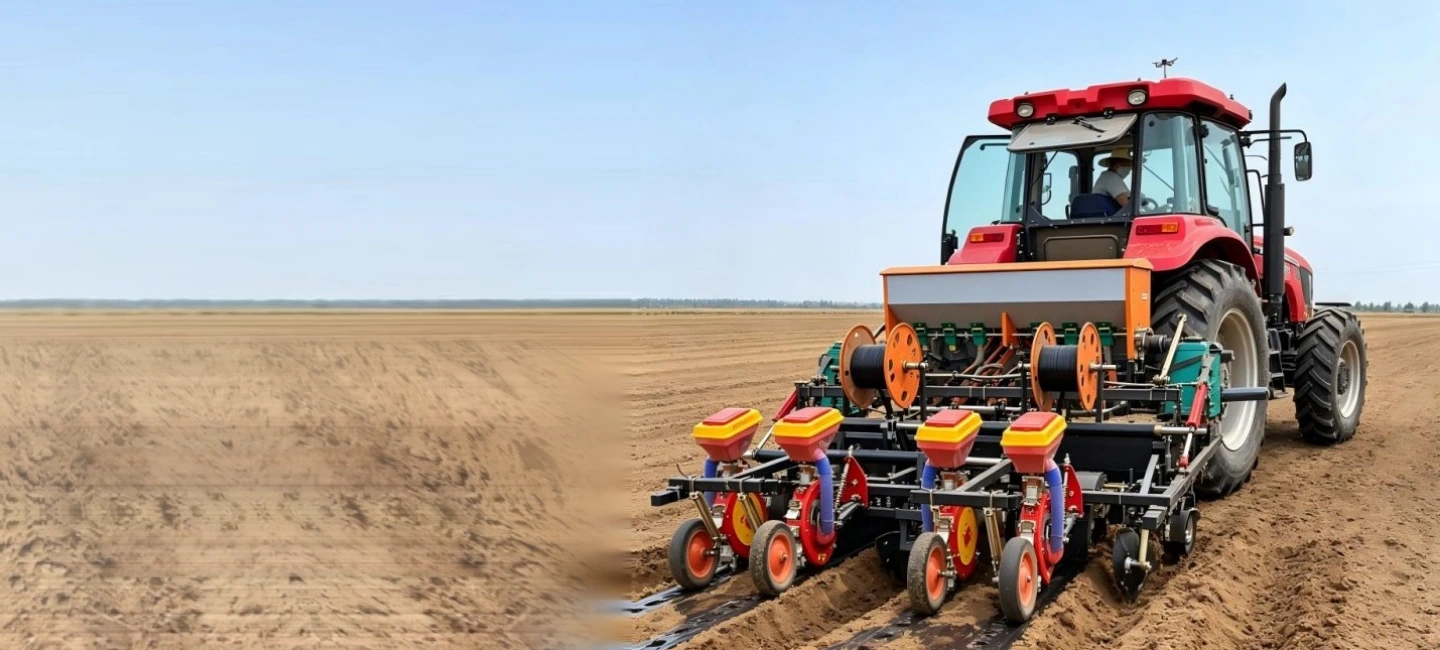 Tractor y maquinaria agrícola en el campo